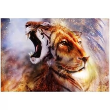 Фотообои виниловые на флизелиновой основе Polimar "Тигр и лев", Арт. 144-383, 400см х 270см (ШхВ)
