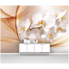 Фотообои на стену первое ателье "Веточка орхидеи на абстрактном фоне" 400х280 см (ШхВ), флизелиновые Premium