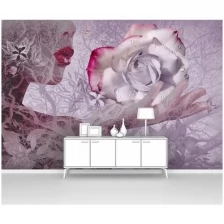 Фотообои на стену первое ателье "Абстракция девушка с розой в каплях воды на ладони" 400х270 см (ШхВ), флизелиновые Premium