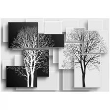 Фотообои виниловые на флизелиновой основе Polimar "Черно-белые деревья 3D", Арт. 14-236, 400см х 270см (ШхВ)