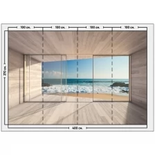 Фотообои / флизелиновые обои Окно с видом на пляж 4 x 2,7 м