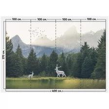 Фотообои / флизелиновые обои 3D белые олени 4 x 2,7 м