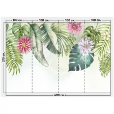 Фотообои / флизелиновые обои Тропические цветы и листья 4 x 2,7 м