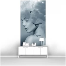 Фотообои на стену первое ателье "Красивая женщина и небо" 100х260 см (ШхВ), флизелиновые Premium