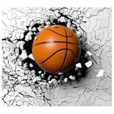 Фотообои флизелиновые Fotooboikin "Баскетбольный мяч 3Д" 300х270 см (ШхВ)