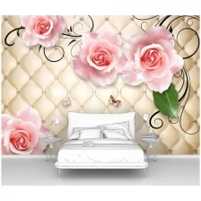 Фотообои на стену первое ателье "Розы на фоне кожи" 400х280 см (ШхВ), флизелиновые Premium