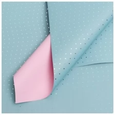 Плёнка матовая "Серебристый горох" розовый, голубой, 0,58 х 0,58 м