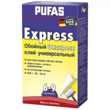 Пуфас 051 клей для бумажных обоев Экспресс (0,2кг) / PUFAS N051 Express Euro 3000 клей обойный универсальный быстрорастворимый (200г)