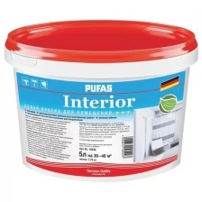 Пуфас Интериор база А белая краска в/д для помещений (5л) / PUFAS Interior base A краска для стен и потолков в сухих и влажных помещениях (5л)