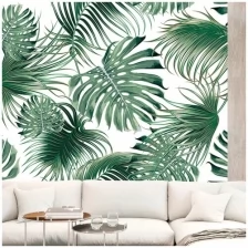 Фотообои бумажные бесшовные VEROL "Тропические листья" площадь 3,1 м2, ширина 2 м, высота 1,55 см, плотность 115 г/м, обои на стену, фотообои на стену