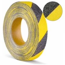 Противоскользящая лента самоклеющаяся, желто-черная, 25 мм х 18.3 м