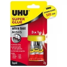 Клей секундный универсальный UHU Super Glue, 3шт*1гр