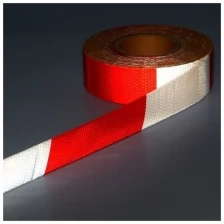 Светоотражающая лента, самоклеящаяся, красно-белая, 5 см х 45 м