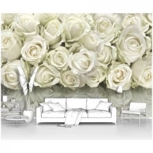 Фотообои на стену первое ателье "Панно из белых роз" 400х270 см (ШхВ), флизелиновые Premium