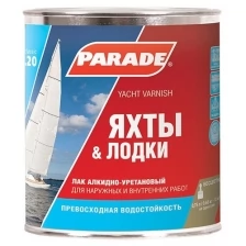 Лак яхтный алкидно-уретановый матовый Parade L20 Яхты & Лодки 0,75 л Россия 90001484851 .