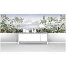 Фотообои на стену первое ателье "Тропический панорамный пейзаж" 350х100 см (ШхВ), флизелиновые Premium