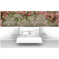 Фотообои на стену первое ателье "Цветы на каменной стене" 400х100 см (ШхВ), флизелиновые Premium