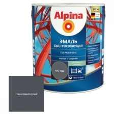 ALPINA эмаль быстросохнущая по ржавчине RAL 7024 графитово серый полуматовый (2,5л)