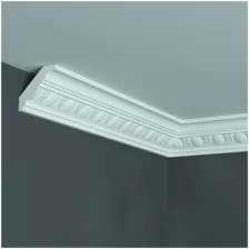 Карниз с орнаментом Harmony K 113, плинтус потолочный белый грунтованный из полиуретана, профиль для потолка, 55*55*2000 мм