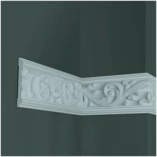 Молдинг с орнаментом Fabello Decor CR 646 , плинтус потолочный белый грунтованный, профиль декоративный белый, 14*128*2000 мм