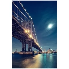 Фотообои / флизелиновые обои Манхэттенский мост лунной ночью 1,8 x 2,7 м