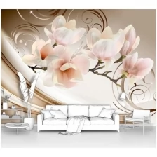 Фотообои на стену первое ателье "Веточка орхидеи на шелковом фоне" 300х240 см (ШхВ), флизелиновые Premium